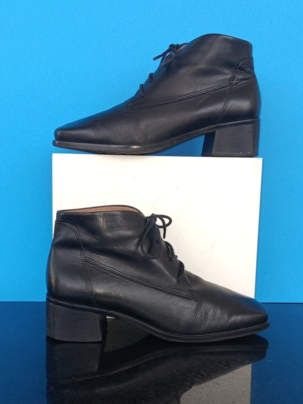 Easy Spirit Black Leather Lace-Up Women Ankle Boots Size 8